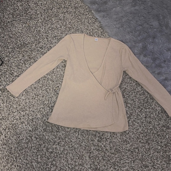 Old Navy Tops - Old Navy Beige Wrap Blouse